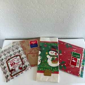 Vintage Christmas Wrapping Paper 10 Sheets SEALED Tissue Paper Tablecloth Santa